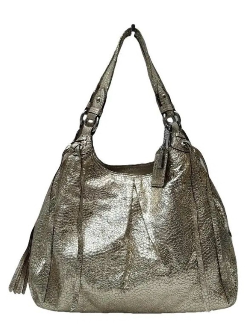Vintage Coach Maggie Gold Leather Snakeskin Embossed Shoulder Bag